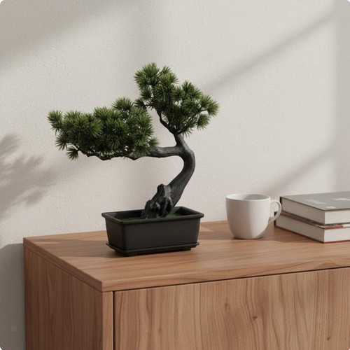 Fake evergreen bonsai - fake, no