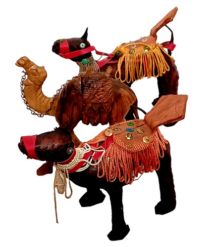 Carved olive wood camel - wood,