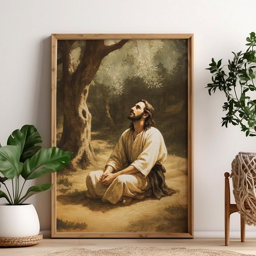Jesus kneeling garden - kneeling, in