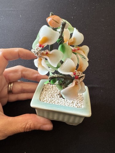 Vintage glass jade bonsai tree - bonsai,